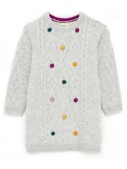 image of White Stuff Girls Cosy Cable Pom Jumper Dress - Natural