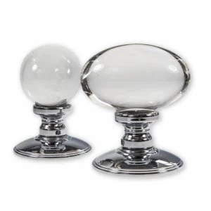 image of LocksOnline Plain Glass Oval Mortice Door Knob Set