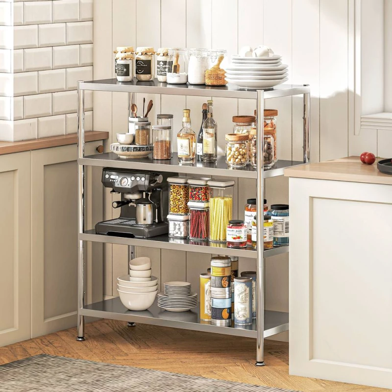 Image of HOMCOM Stainless Steel Bakers Rack, Microwave Stand for Small Spaces in Silver Silver Unisex Small