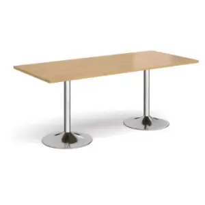 Image of Genoa rectangular dining table with chrome trumpet base 1800mm x 800mm - oak