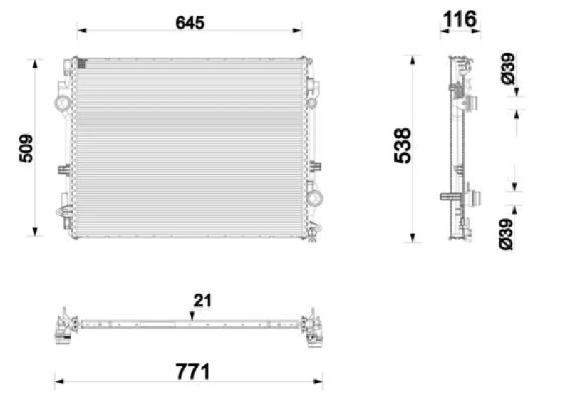 Image of MAHLE CR 2873 000P Engine radiator LX 2115.jpg Brazed cooling fins Radiator,engine cooling (470)