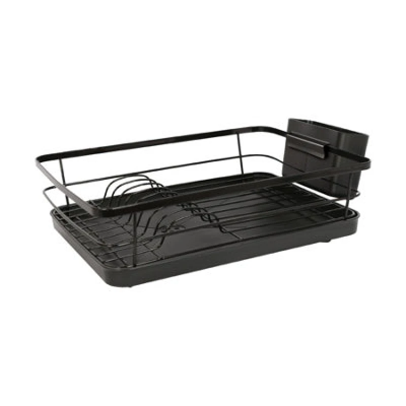 Image of Harbour Housewares Metal Kitchen Dish Drainer Rack Cutlery Holder Bowl Plate Drying Rack With Drip Tray