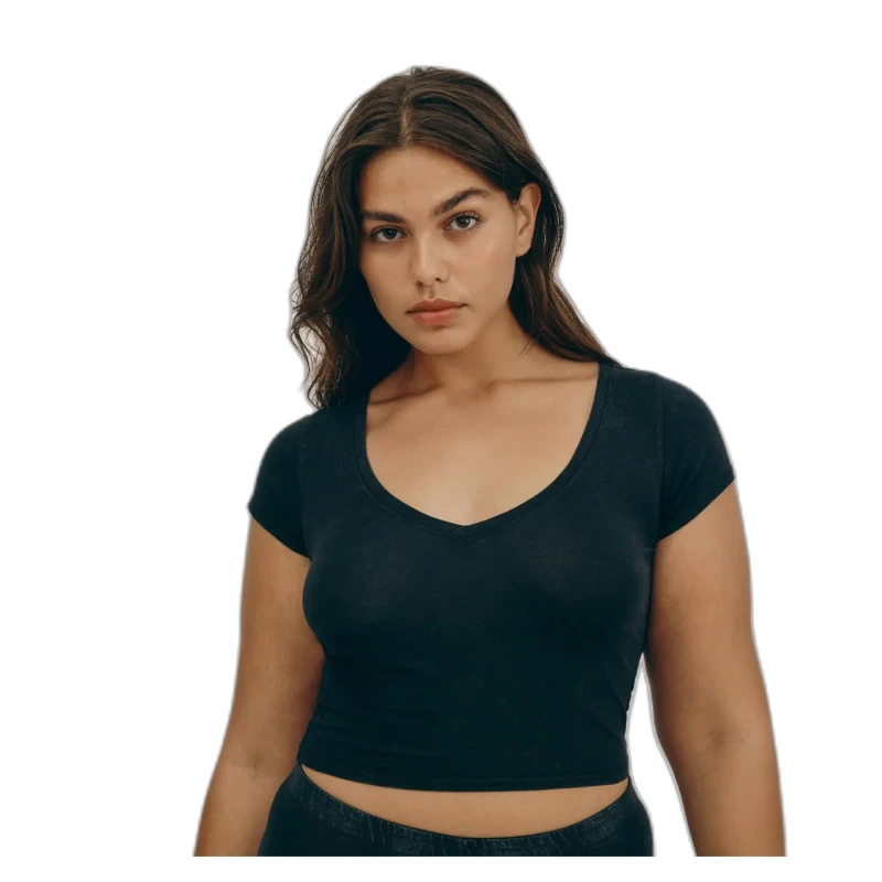 Image of Organic Basics Womens v-neck T-Shirt Organic Basics Core Baby Noir Female L