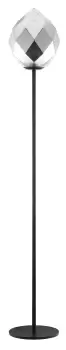 Image of Zoe 1 Light Floor Lamp Chrome Glass Black