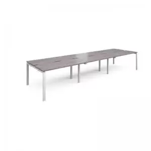 image of Adapt triple back to back desks 4200mm x 1200mm - white frame and grey