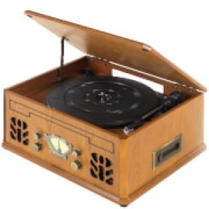 image of Itek Retro Antique Vintage Music System (Cassette, CD, Radio & Turntable) - Wood