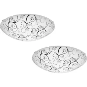 Image of 2 PACK Wall Flush Ceiling Light Colour White Shade White Black Clear Glass LED