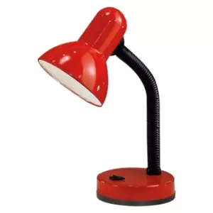Image of Table Lamp Flexible Moveable Colour Red Steel Rocker Switch Bulb E27 1x40W