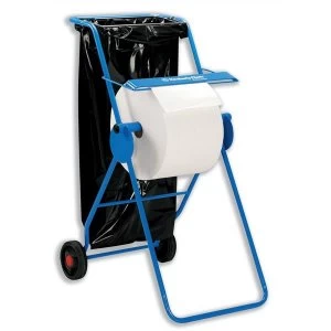 image of Kimberly-Clark Mobile Towel Roll Dispenser with Serrated 2-Wheeled Tubular Frame for Industrial Cleaning Blue