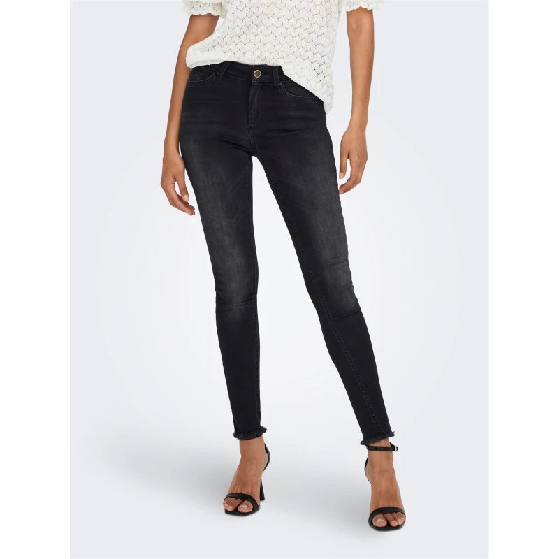 Image of Only Womens Raw Hem Skinny Jeans Black female L L32