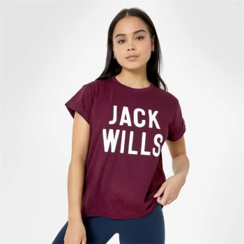 image of Jack Wills Paulkin Boyfriend Graphic T Shirt - Plum