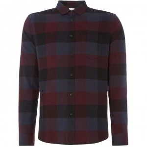 image of Linea Farrel Gingham Brushed Check Shirt - Burgundy