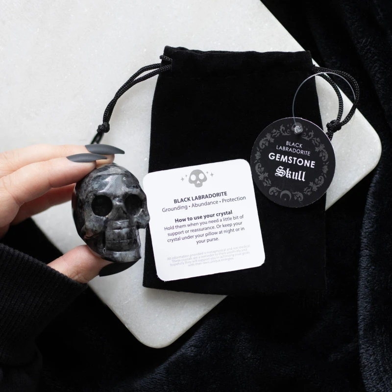 Image of KDMD Black Labradorite Crystal Skull Black
