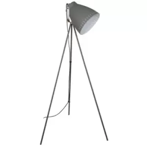 image of Italux Lighting - Italux Franklin - Industrial And Retro Floor Lamp Satin Grey 1 Light with Grey Shade, E27