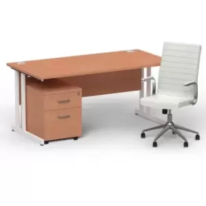 Image of Impulse 1600 x 800 White Cant Office Desk Beech + 2 Dr Mobile Ped & Ezra White