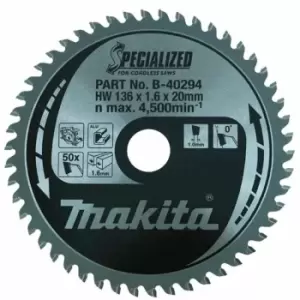 image of MAKITA B-40294 Circ saw metal blade 136mm x 20mm x 50T