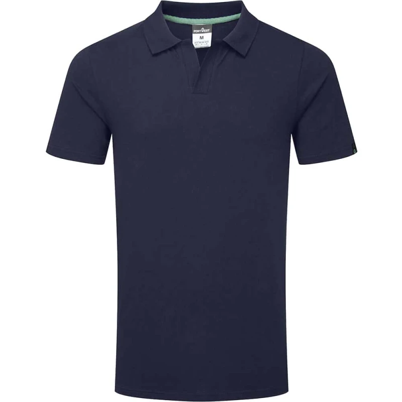 Image of Portwest Organic Cotton Recyclable Polo Shirt EC210NARL Colour: Navy