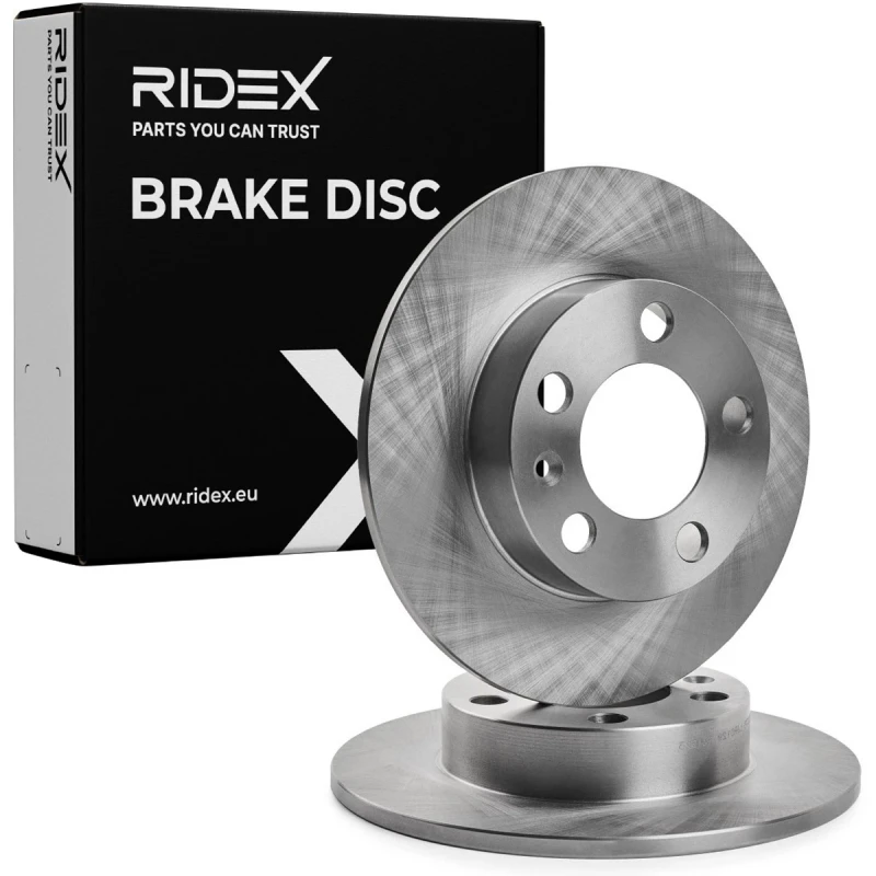 Image of RIDEX 82B0003 Brake disc Rear Axle, solid, Cast Iron, Uncoated, Untreated, without bolts/screws Cast Iron Brake Disc (82)