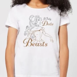 Image of Disney Beauty And The Beast Princess Belle I Only Date Beasts Womens T-Shirt - White