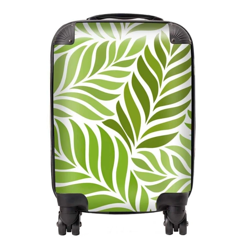 Image of Warren Reed - Designer Green Leaf Pattern Suitcase Size: Small Green Unisex Small
