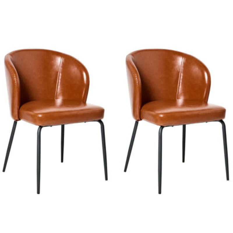 Image of Beliani Set Of 2 Dining Chairs Zana Faux Leather Golden Brown