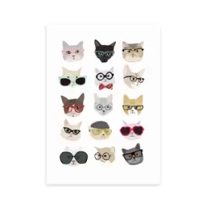 East End Prints Cats in Glasses Print MultiColoured