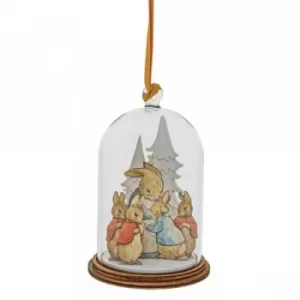 Image of Peter Rabbit and Family at Christmas Wooden Hanging Ornament