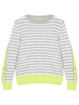 image of Mintie By Mint Velvet Girls Stud Stripe Jumper - Grey