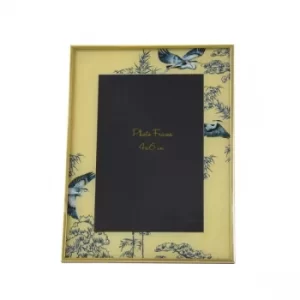 Image of Glass Photo Frame in Oriental Heron Design with Bevelled Edge 4" x 6"