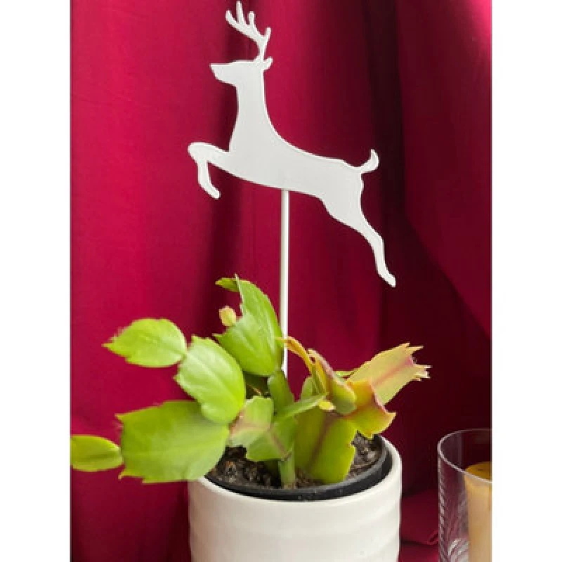 Image of Poppy Forge Leaping Deer Pot Stake (Pack Of 3) - Bare Metal/ready To Rust - H25 Cm