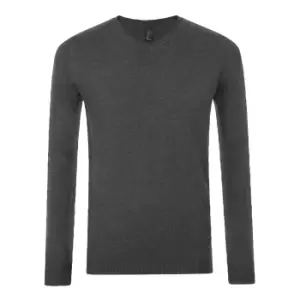 Image of SOLS Mens Glory V Neck Sweater (XL) (Charcoal Marl)