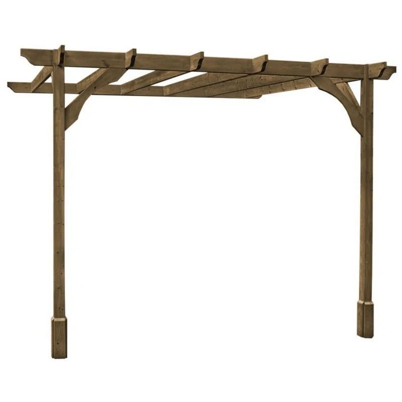 Image of Rutland County Garden Furniture Ltd Wall Mounted Premium Pergola, Wood, L360 x W360 x H270cm, Rustic Brown Brown Unisex