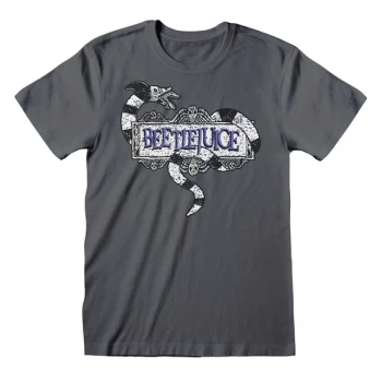 Image of Beetlejuice - Sandworm Logo Unisex Small T-Shirt - Charcoal