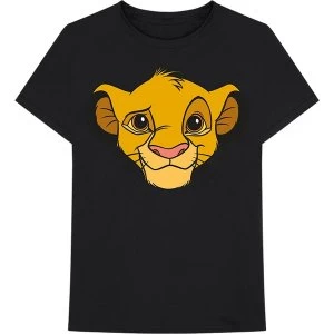 Image of Disney - Lion King - Simba Face Unisex Large T-Shirt - Black