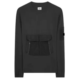 Image of CP COMPANY Jersey Pocket Crew Sweatshirt - Black