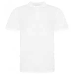 Image of Awdis Mens Piqu Cotton Short-Sleeved Polo Shirt (M) (White)