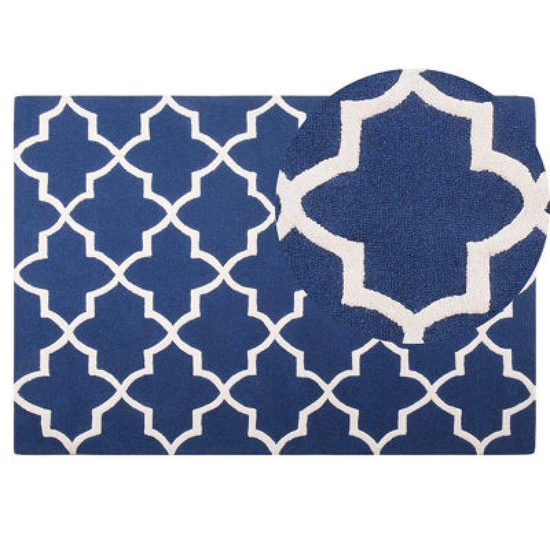 Image of Beliani Rug Silvan Navy Blue 140 X 200 Cm Wool