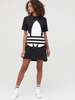 Image of Adidas Originals Large Logo T-Shirt Dress - Black