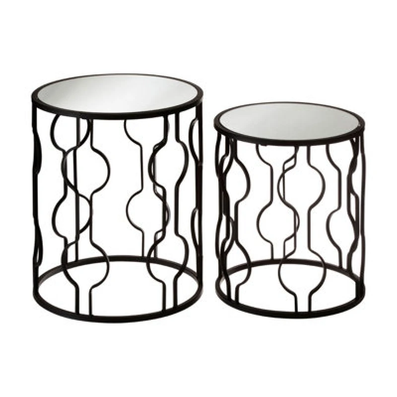 Image of Premier Housewares Avantis Set Of 2 Table With Undulating Frames Black