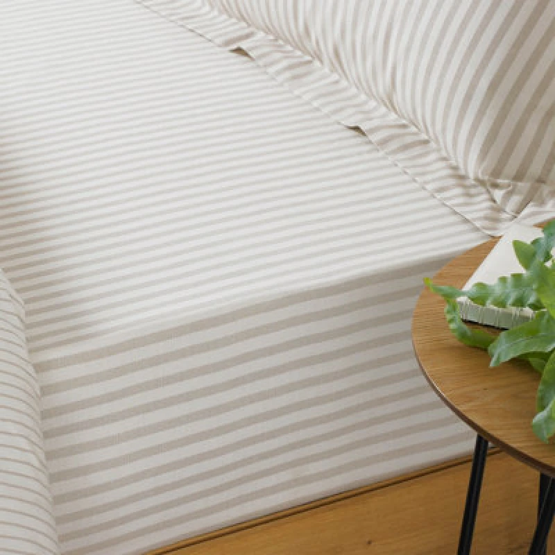Image of The Linen Yard Hebden Fitted Sheet Natural King, Cream 5025532340740