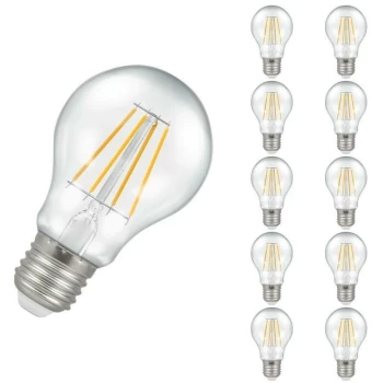 image of (10 Pack) Lamps LED GLS 7.5W ES-E27 Dimmable Filament (60W Equivalent) 2700K Warm White Clear 806lm ES Screw E27 Multipack Light Bulbs - Crompton