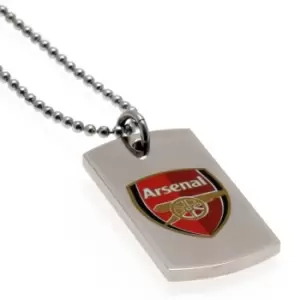 Image of Arsenal FC Crest Dog Tag And Chain (One Size) (Silver/Red)
