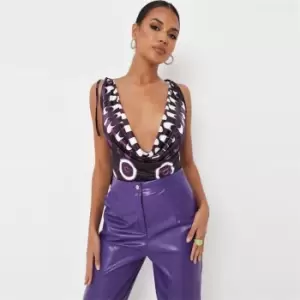 image of Missguided Neck Plunge Bodysuit - Purple