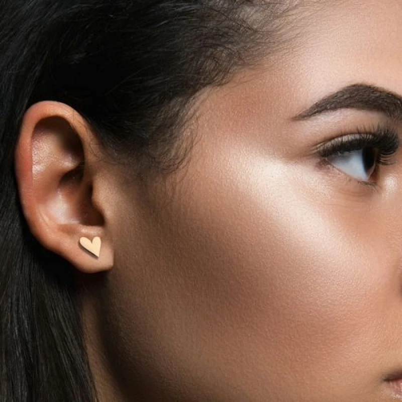 Image of Aye Do Gifts Tilted Heart Gold Stud Earrings