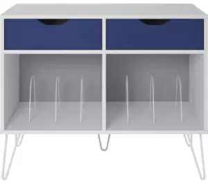 image of DOREL HOME Concord 1323817COMUK Turntable Stand - White & Indigo