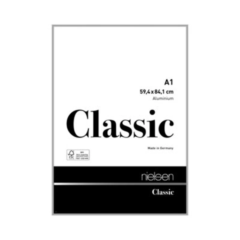 Image of Nielsen Classic Polished Silver Aluminium Picture Frame A1, 59.4X84.1Cm - With Float Glass And Push/turn Clips
