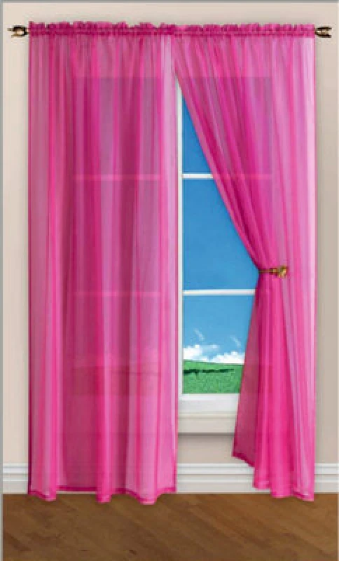 Image of Velosso Rivera Plain Voile Panel Sheer Curtains - Fuchsia