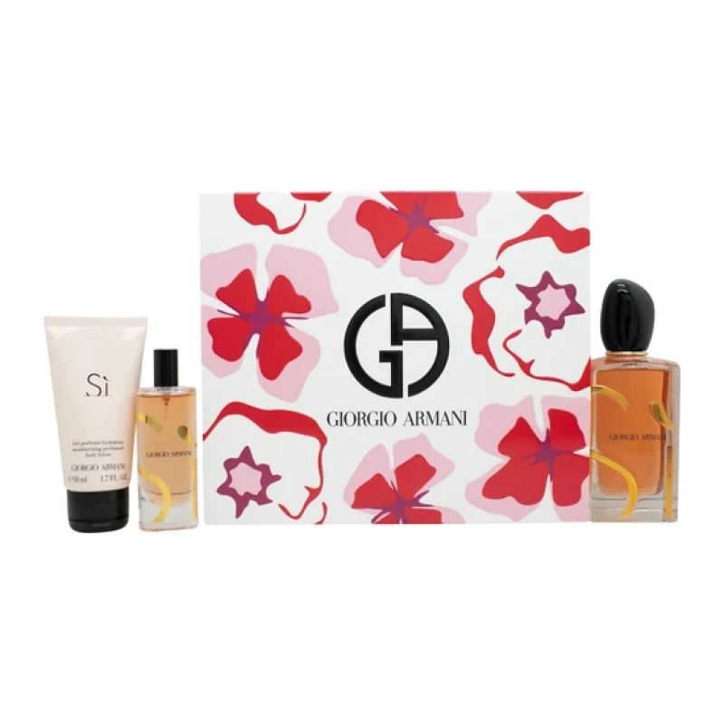 Image of Giorgio Armani SI Eau de Parfum Intense Gift Set 100ml Eau de Parfum + 15ml Eau de Parfum + 50ml Body Lotion