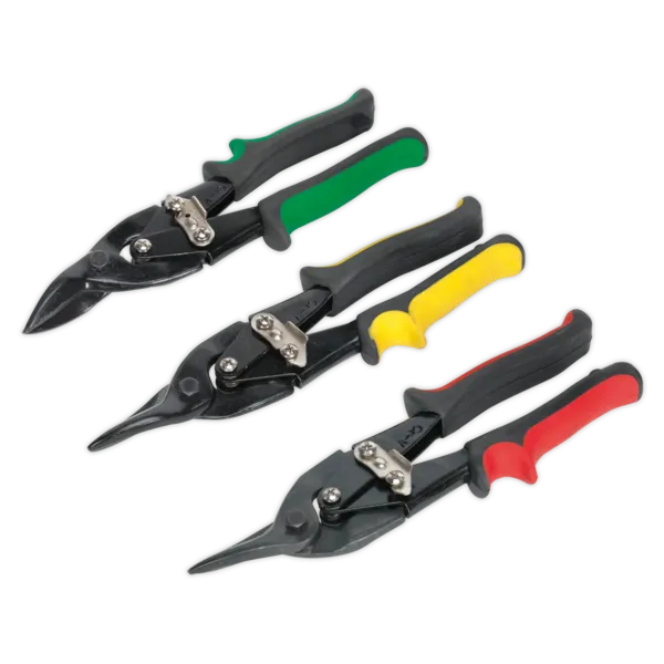 image of Genuine SEALEY S0468 Aviation Tin Snips Set 3pc