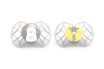 Image of Nuvita Air55 Explorer Soother With Symmetrical Teat 0m + Yellow And Brown Color 2 Pieces Ref. 7067